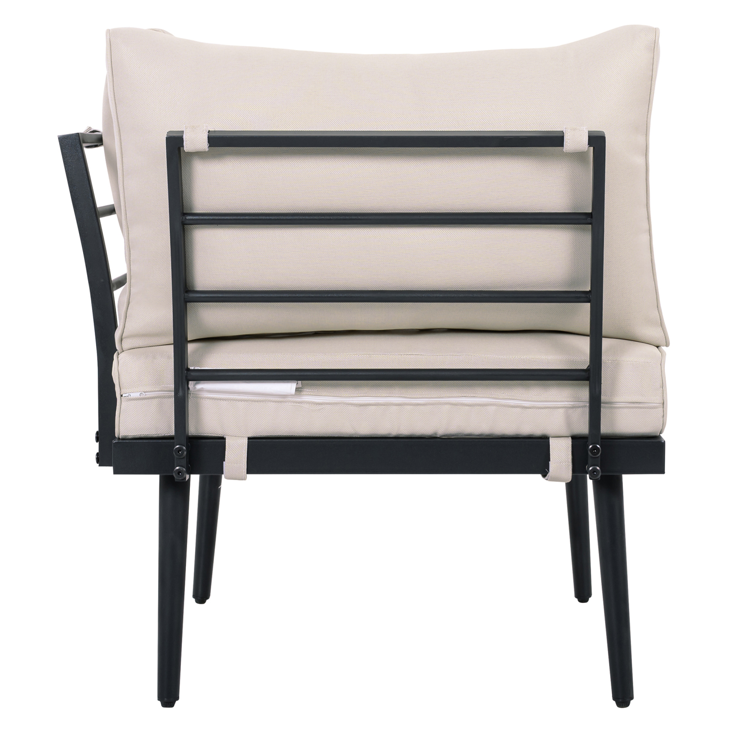 TREXM 6-Piece Outdoor Sectional Sofa Set with Round Nesting Coffee Tables and Seating Sofa with Cushions for Patio, Porch and Garden (Beige)
