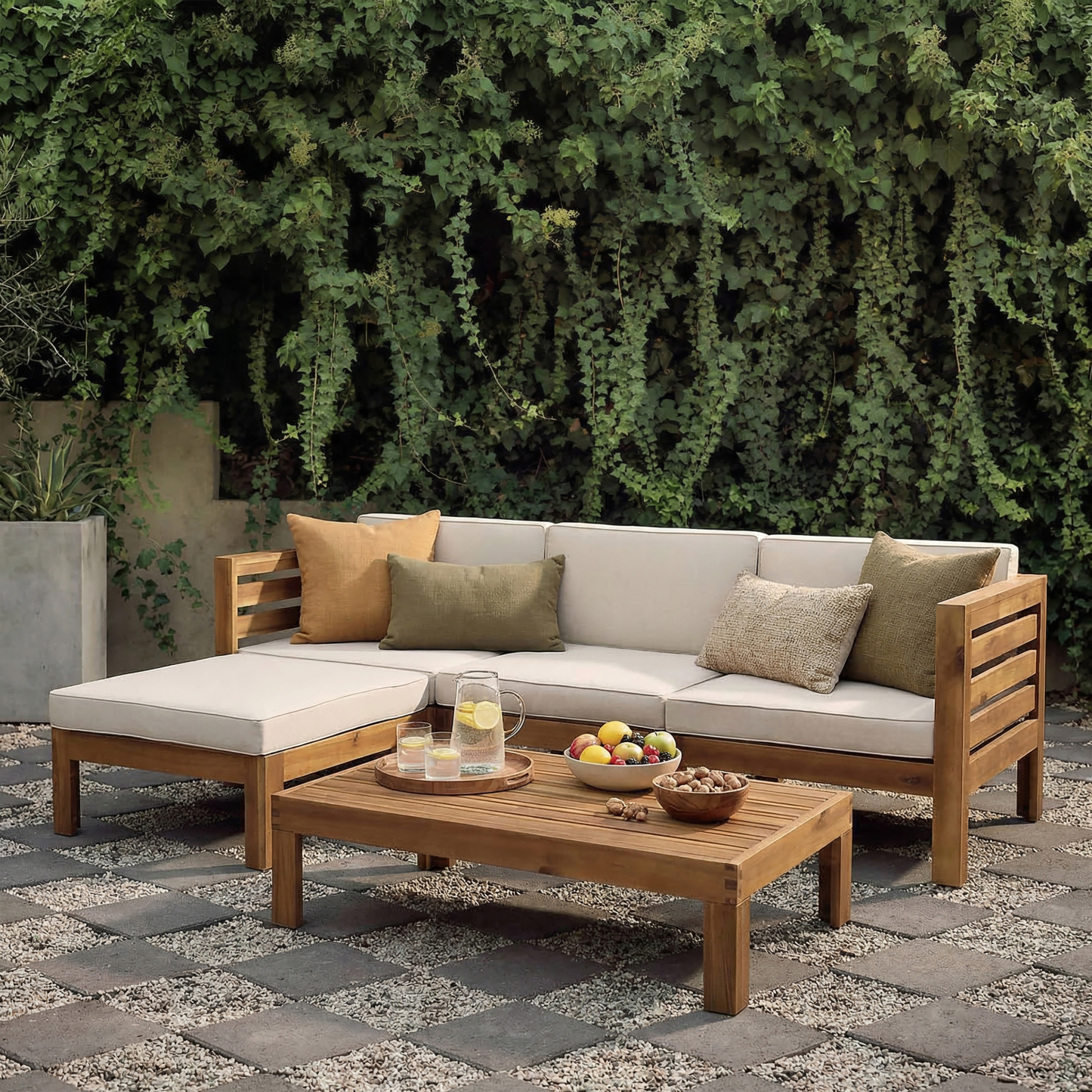 Cambridge L Shape Sofa Set, Beige