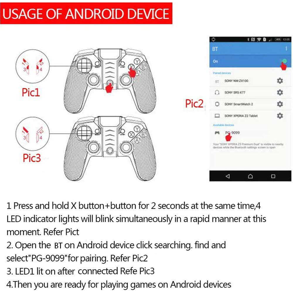 Wireless Joystick Gamepad Game Controller Compatible with Android/Samsung Galaxy S9/S9+ Galaxy note9 S10/S10 + Tablet