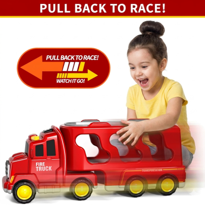 Fire Truck Toy 5 in 1 Toddlers Lights Sounds Imaginative Play Educational Christmas Birthday Gift Kids Vehicle Set