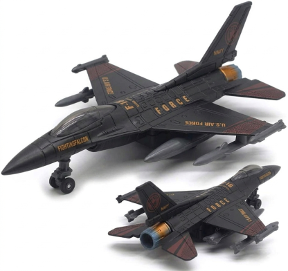 F16 Fighter Plane Toy Alloy Pull Back Sound Light Large Aircraft Model Collection Holiday Birthday Gift Silver