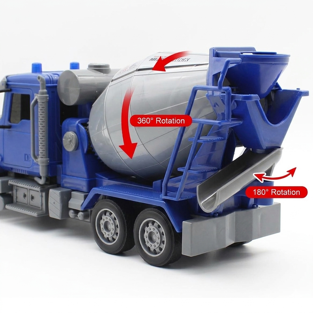 RC Truck Cement Mixer Remote Control Construction Toys 6 Channel Lights Rechargeable Play Vehicle Building Fun Kids Gifts