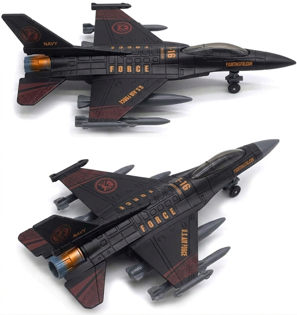 F16 Fighter Plane Toy Alloy Pull Back Sound Light Large Aircraft Model Collection Holiday Birthday Gift Silver