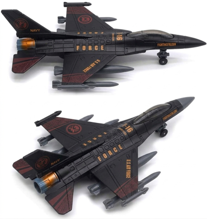 F16 Fighter Plane Toy Alloy Pull Back Sound Light Large Aircraft Model Collection Holiday Birthday Gift Silver
