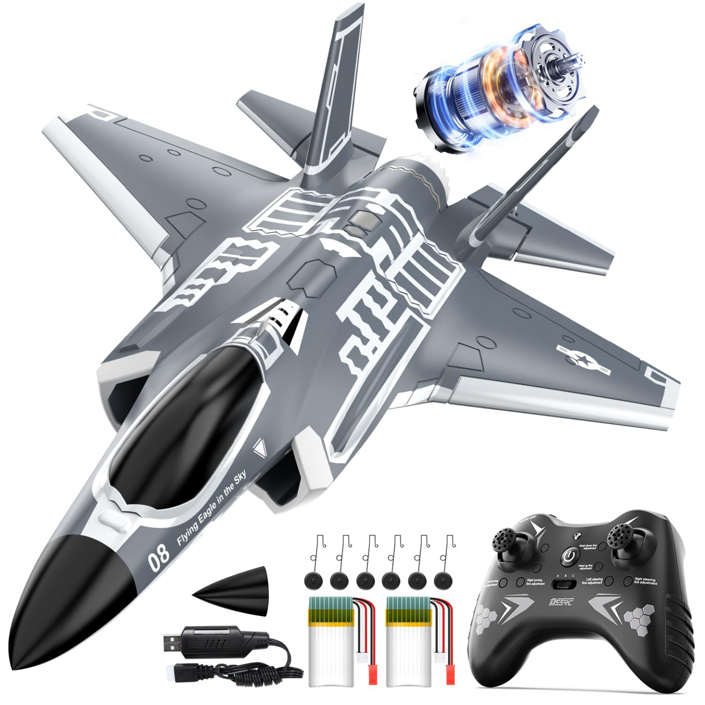 F35 4 Channel Brushless RC Plane,Remote Control Airplane Ducted Fans Fighter Jet,2.4GHz 6-axis Gyro Stabilizer RTF Hobby Glider Aircraft Plane
