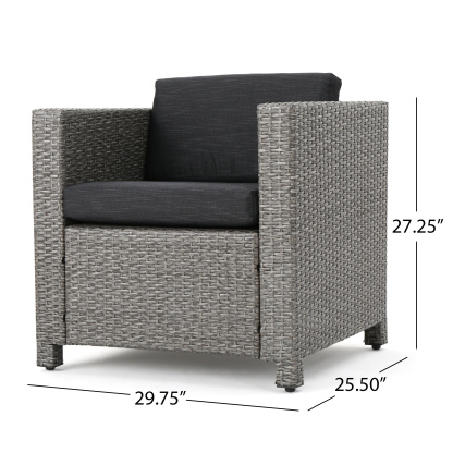 4-Piece Patio Wicker Sofa Set – Loveseat + 2 Club Chairs + Table – All-Weather, Water-Resistant Outdoor Furniture