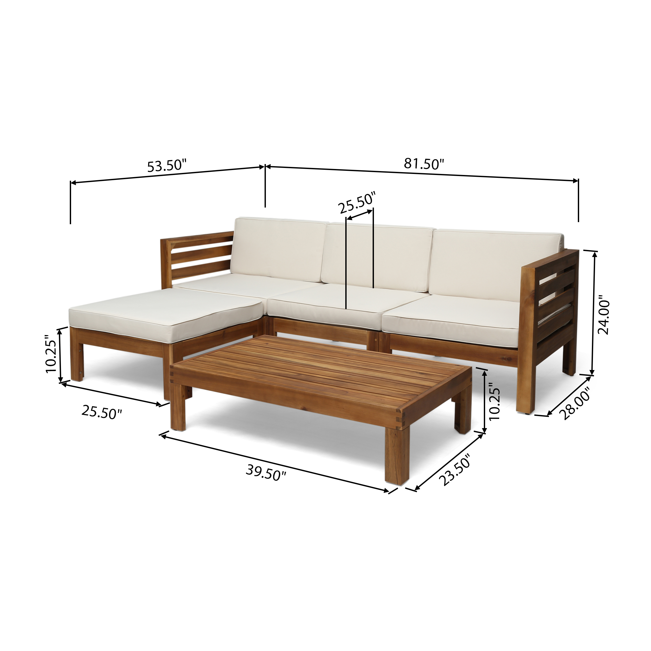 Cambridge L Shape Sofa Set, Beige