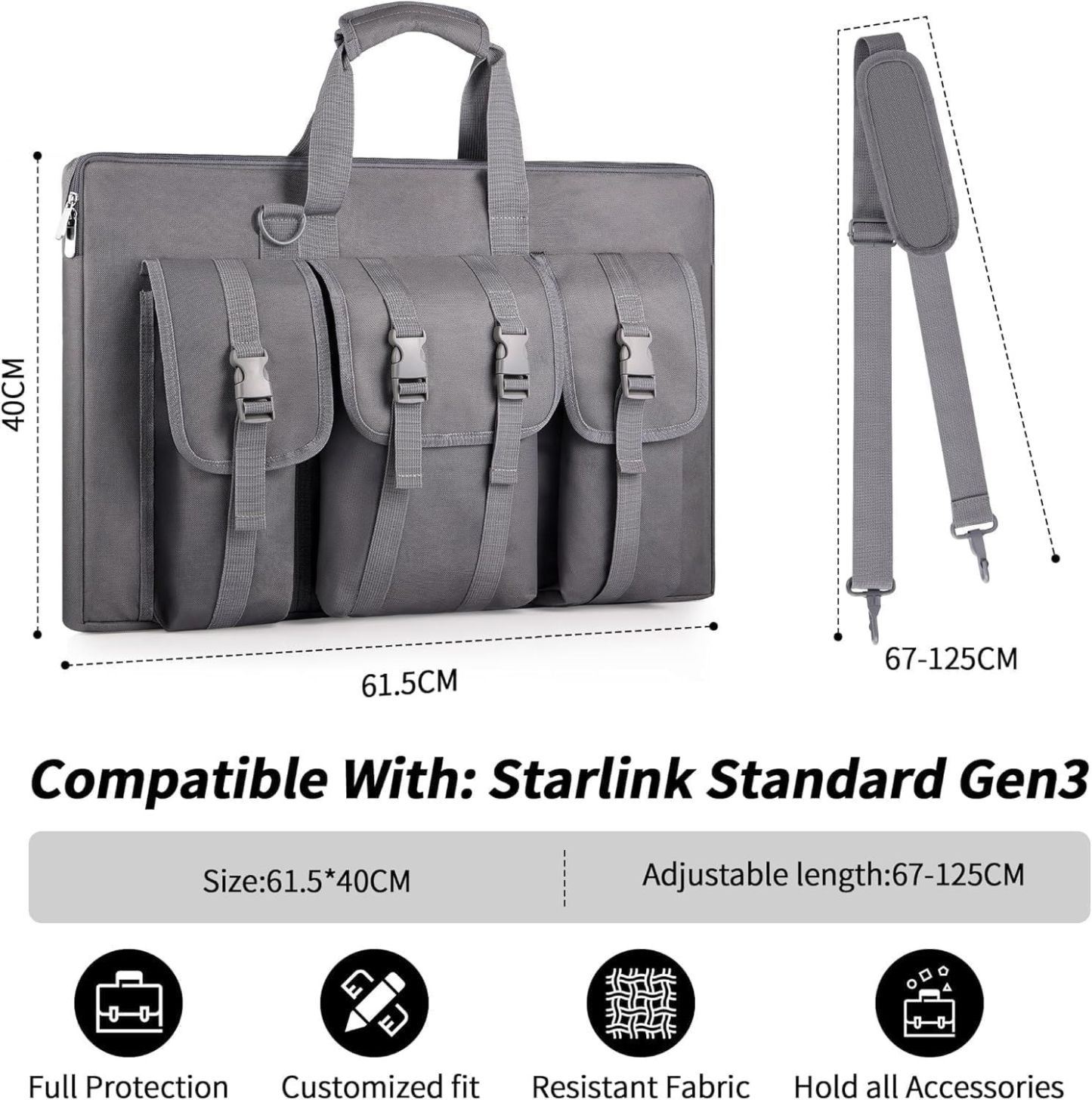 Starlink Gen 3 Travel Case, Carrying Bag, Ethernet Cable, Router, Power Supply for Outdoor RV Camping