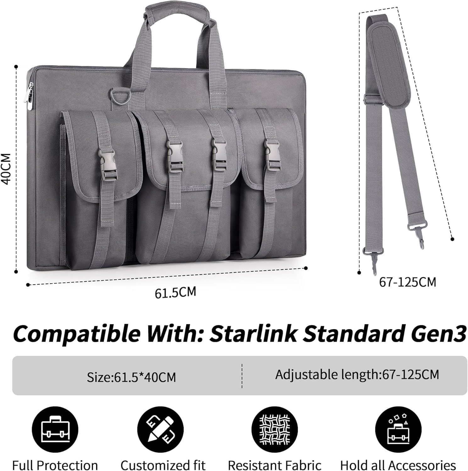 Starlink Gen 3 Travel Case, Carrying Bag, Ethernet Cable, Router, Power Supply for Outdoor RV Camping