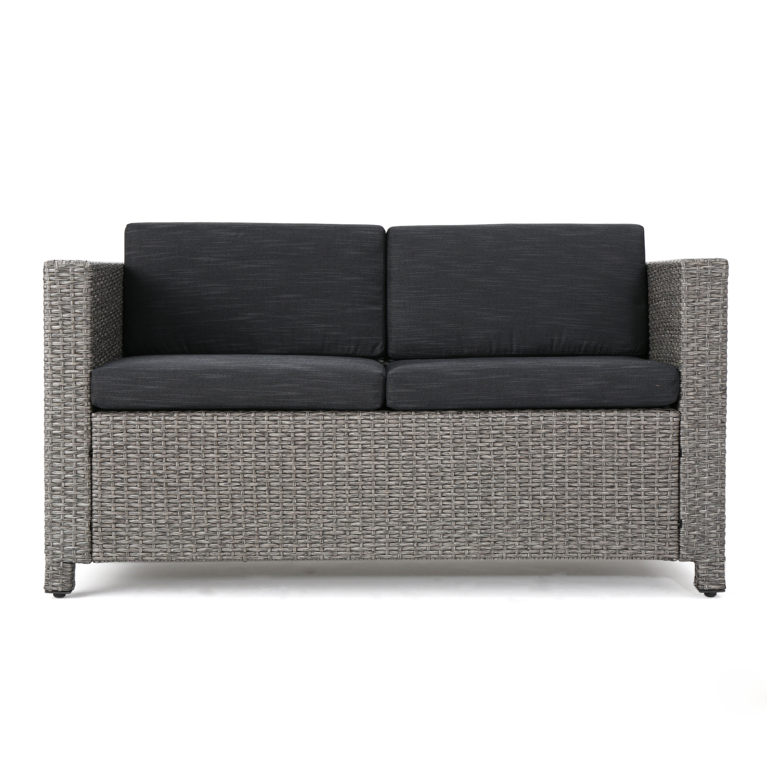 4-Piece Patio Wicker Sofa Set – Loveseat + 2 Club Chairs + Table – All-Weather, Water-Resistant Outdoor Furniture