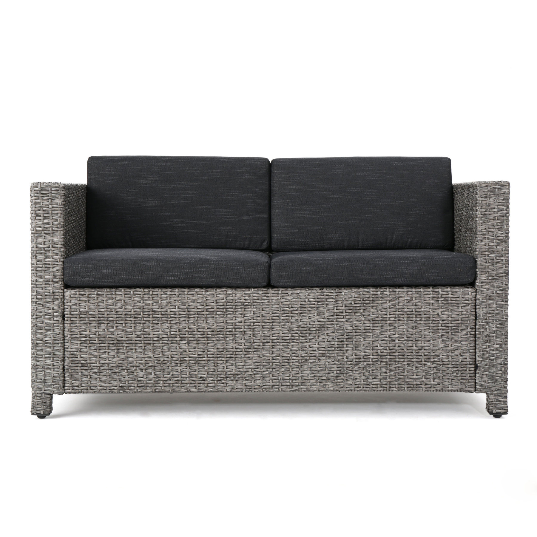 4-Piece Patio Wicker Sofa Set – Loveseat + 2 Club Chairs + Table – All-Weather, Water-Resistant Outdoor Furniture