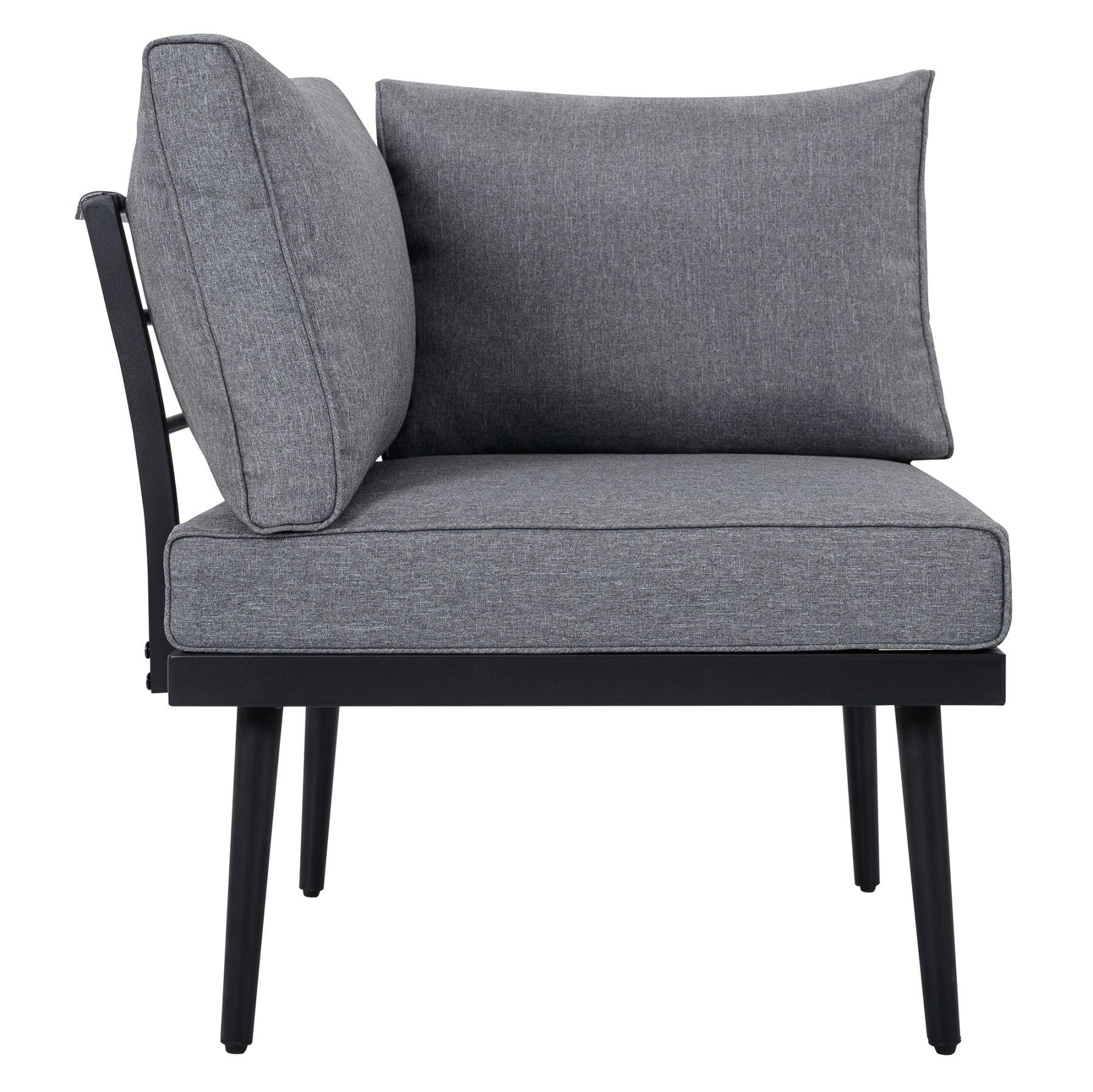TREXM 6-Piece Outdoor Sectional Sofa Set with Round Nesting Coffee Tables and Seating Sofa with Cushions for Patio, Porch and Garden (Grey)