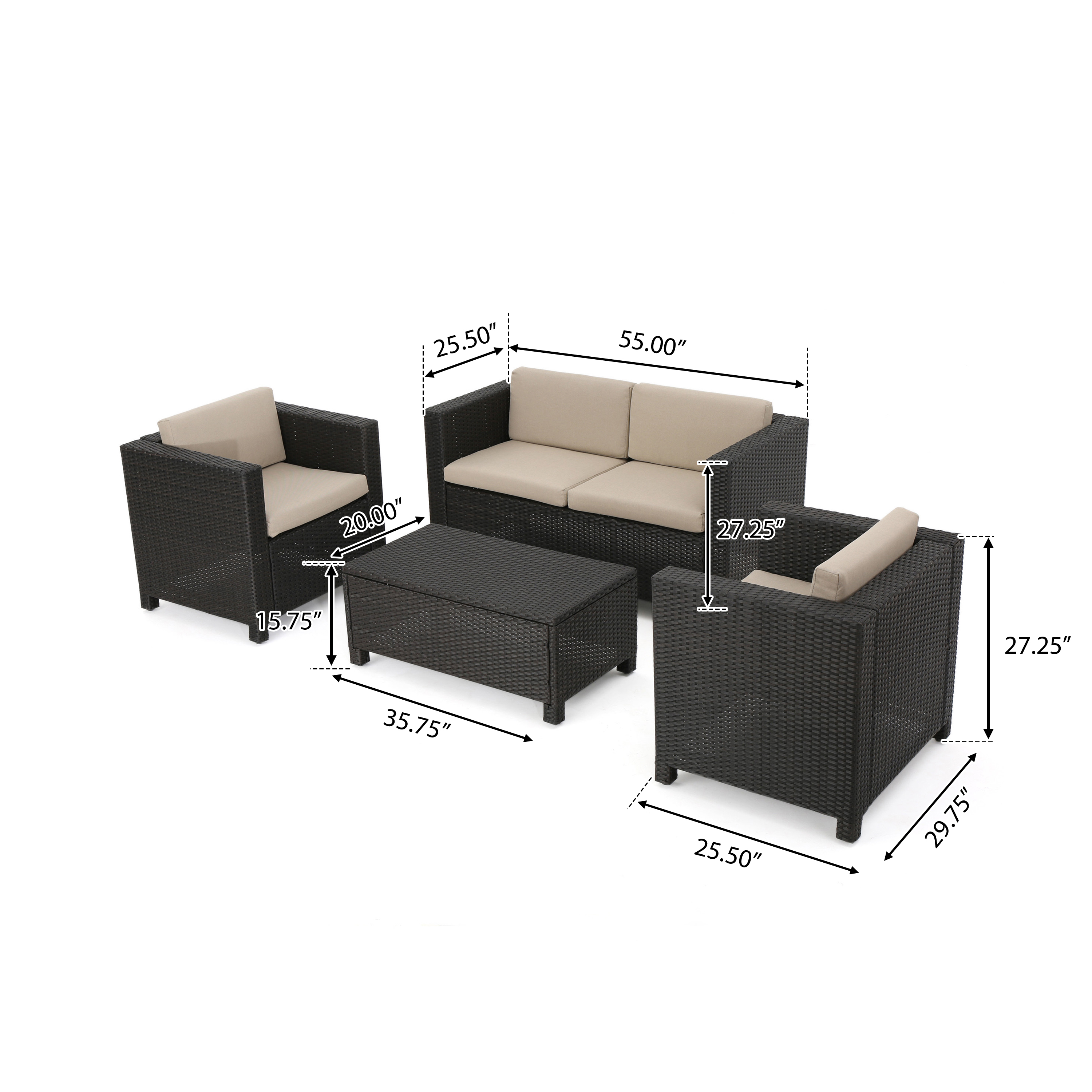 Puerta 4pc Set Outdoor Furniture Outdoor Sofas Patio Furniture Sets