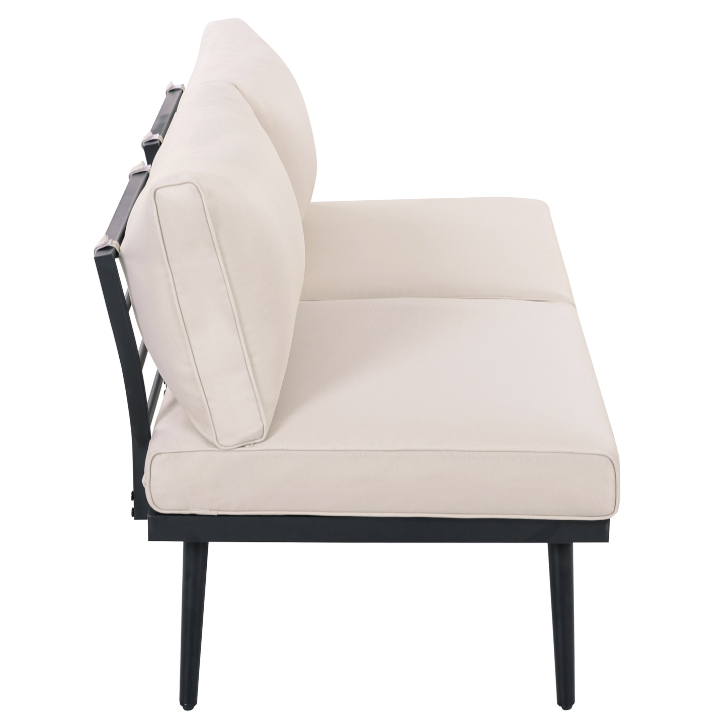 TREXM 6-Piece Outdoor Sectional Sofa Set with Round Nesting Coffee Tables and Seating Sofa with Cushions for Patio, Porch and Garden (Beige)