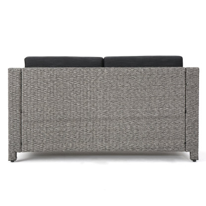4-Piece Patio Wicker Sofa Set – Loveseat + 2 Club Chairs + Table – All-Weather, Water-Resistant Outdoor Furniture