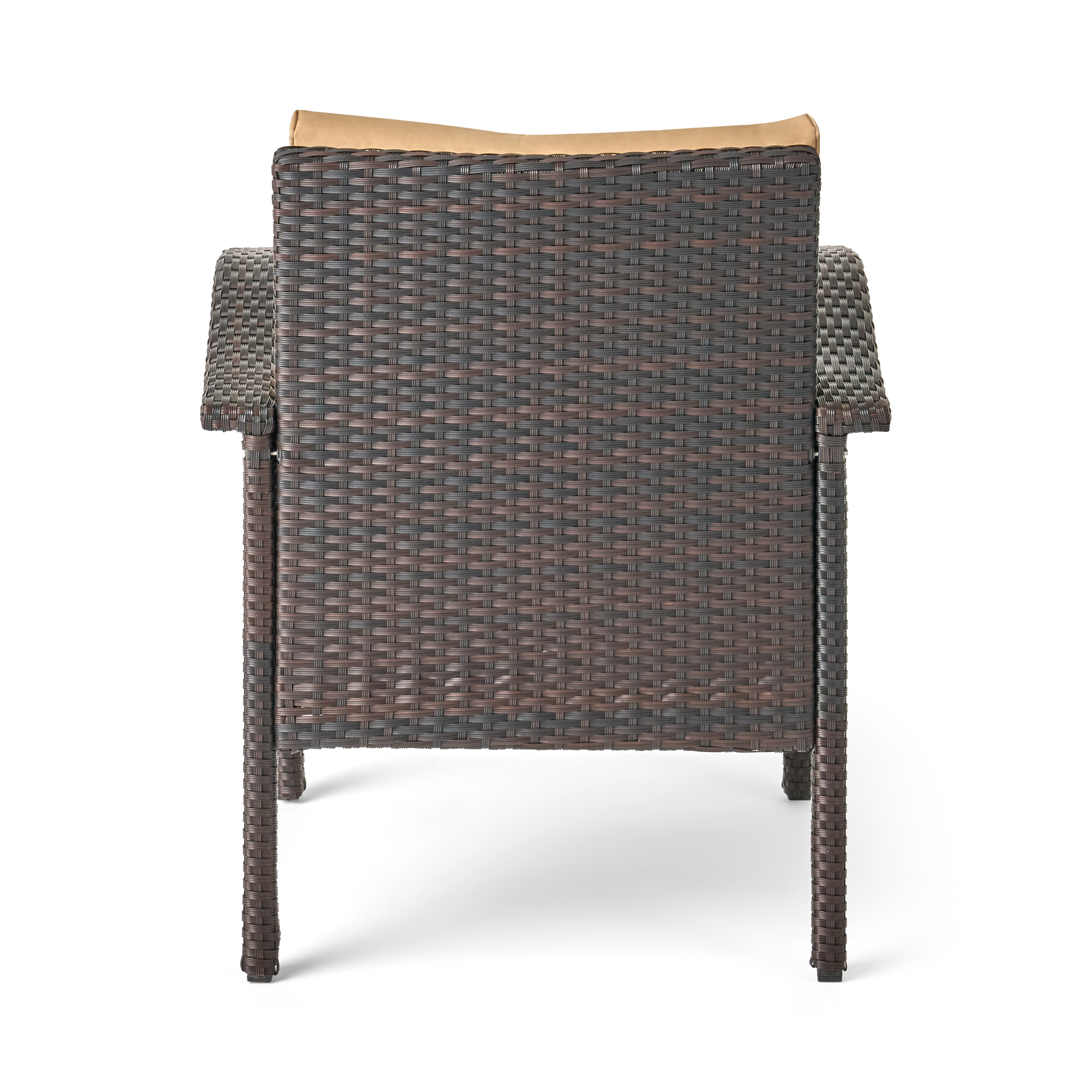 4PC PE Wicker Set Outdoor Seating in Brown and Tan with Iron Frame and Waterproof Fabric