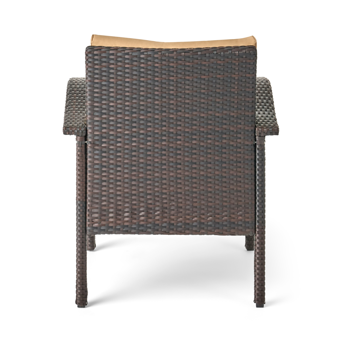 4PC PE Wicker Set Outdoor Seating in Brown and Tan with Iron Frame and Waterproof Fabric