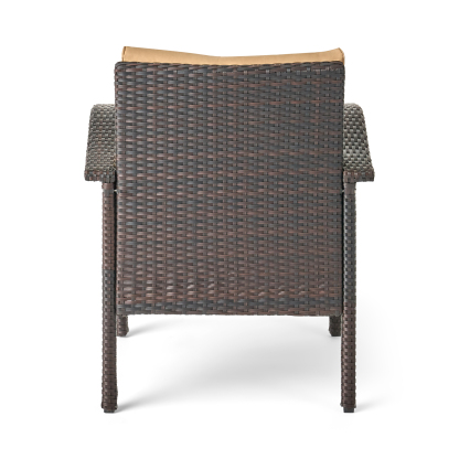 4PC PE Wicker Set Outdoor Seating in Brown and Tan with Iron Frame and Waterproof Fabric