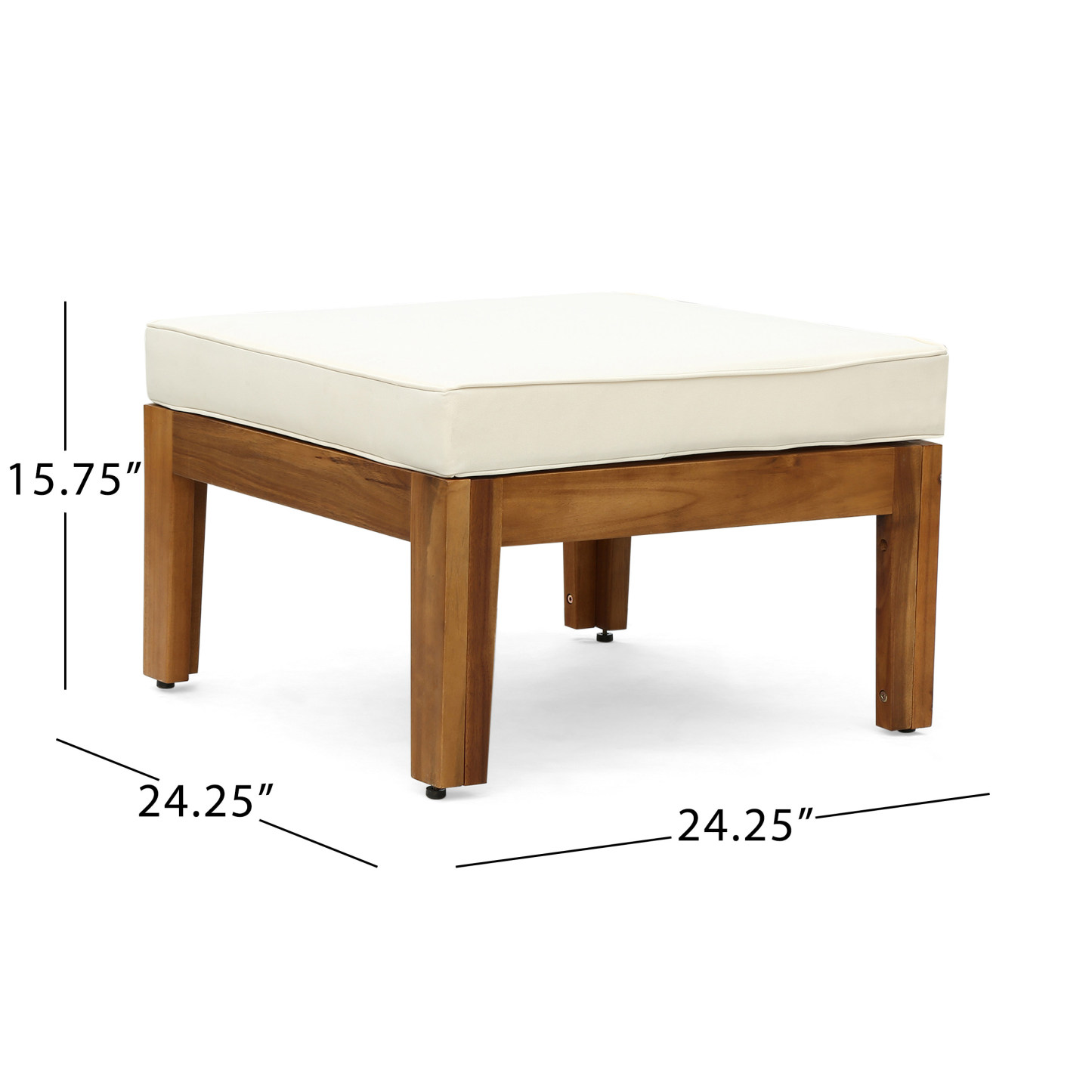 L Shape Outdoor Sectional Sofa Set – 3-Piece Acacia Wood Modular Patio Furniture with Ottoman & Coffee Table, Left/Right Armrest + Armless Segment, Water-Resistant Cushions, Slat Panel Backrest, Transitional Gray Finish