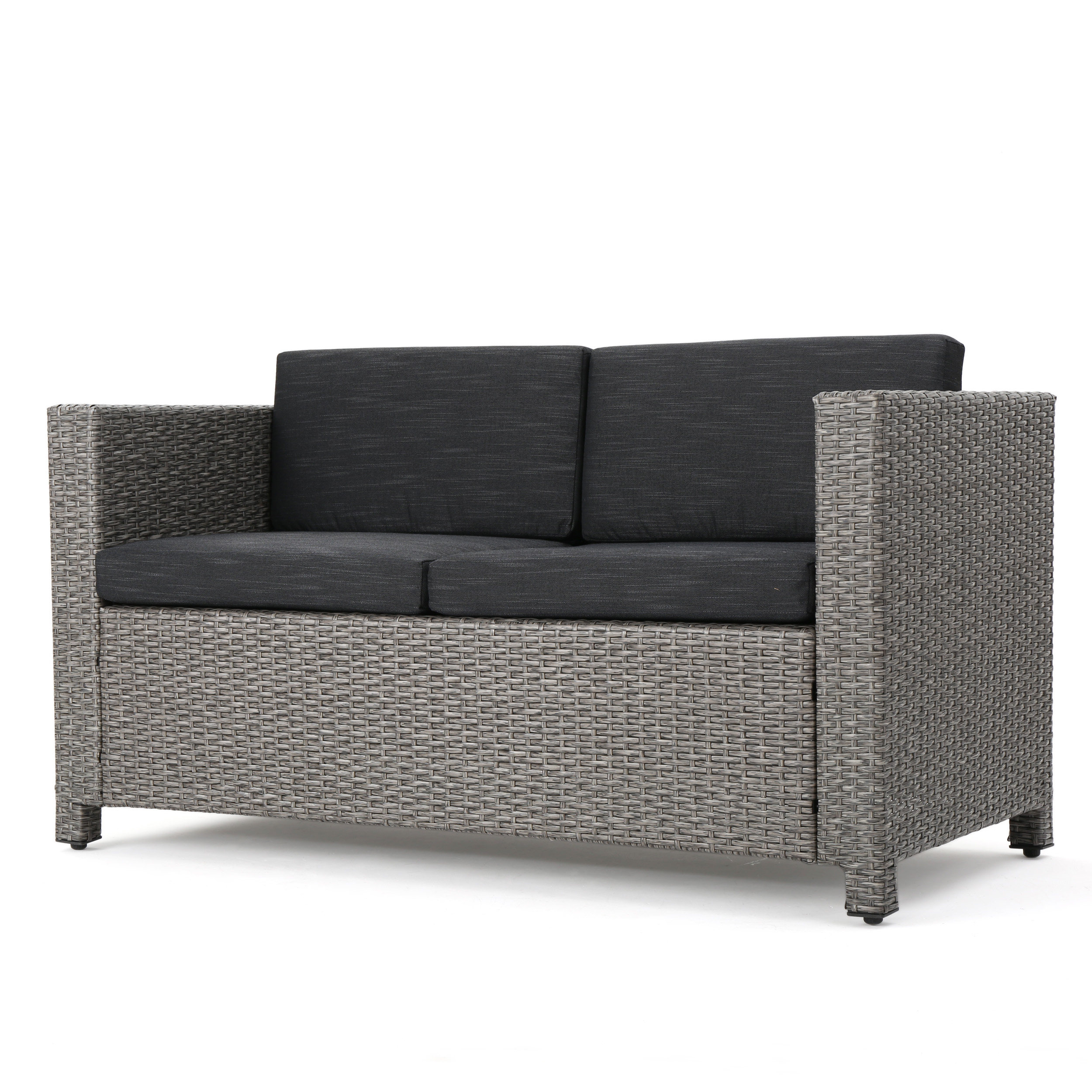 4-Piece Patio Wicker Sofa Set – Loveseat + 2 Club Chairs + Table – All-Weather, Water-Resistant Outdoor Furniture