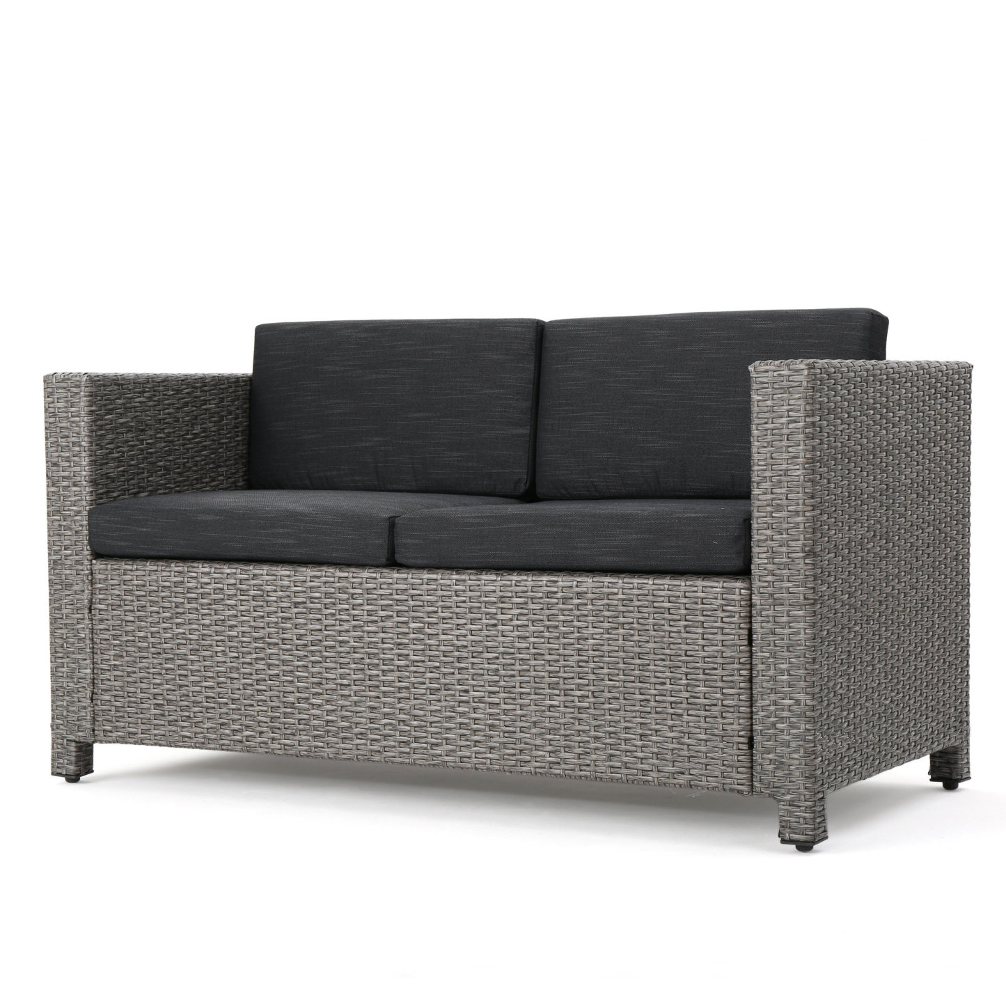 4-Piece Patio Wicker Sofa Set – Loveseat + 2 Club Chairs + Table – All-Weather, Water-Resistant Outdoor Furniture