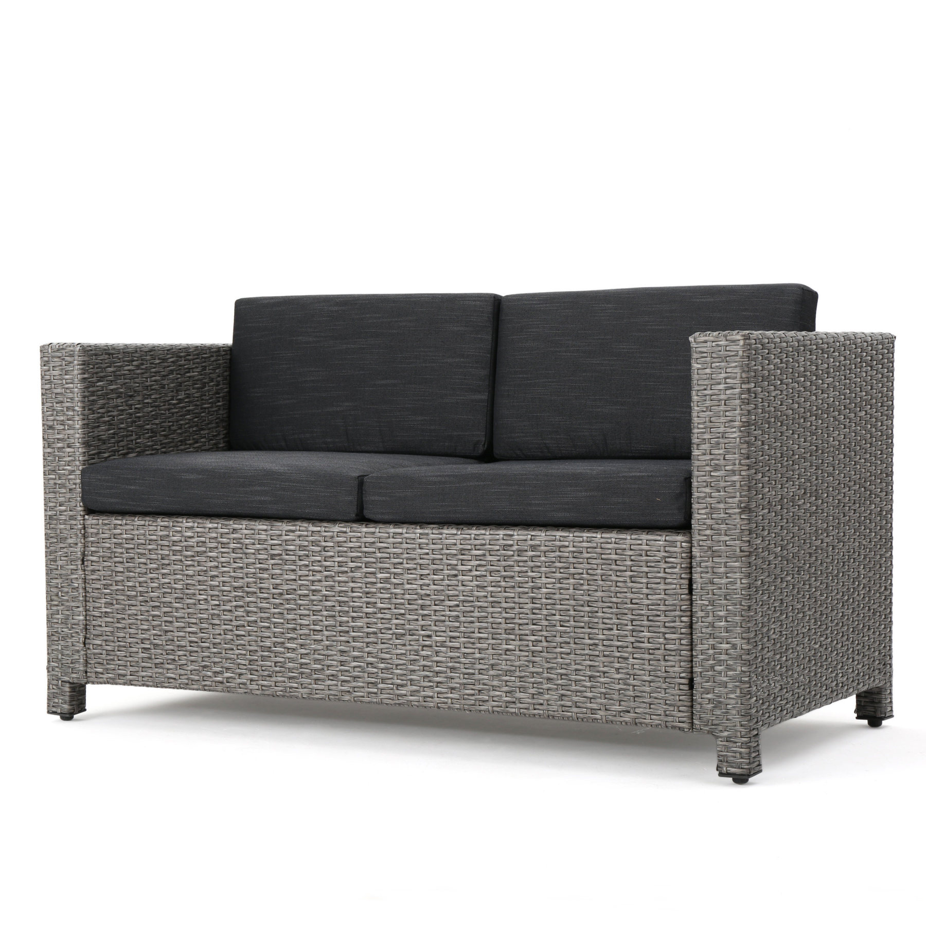 4-Piece Patio Wicker Sofa Set – Loveseat + 2 Club Chairs + Table – All-Weather, Water-Resistant Outdoor Furniture