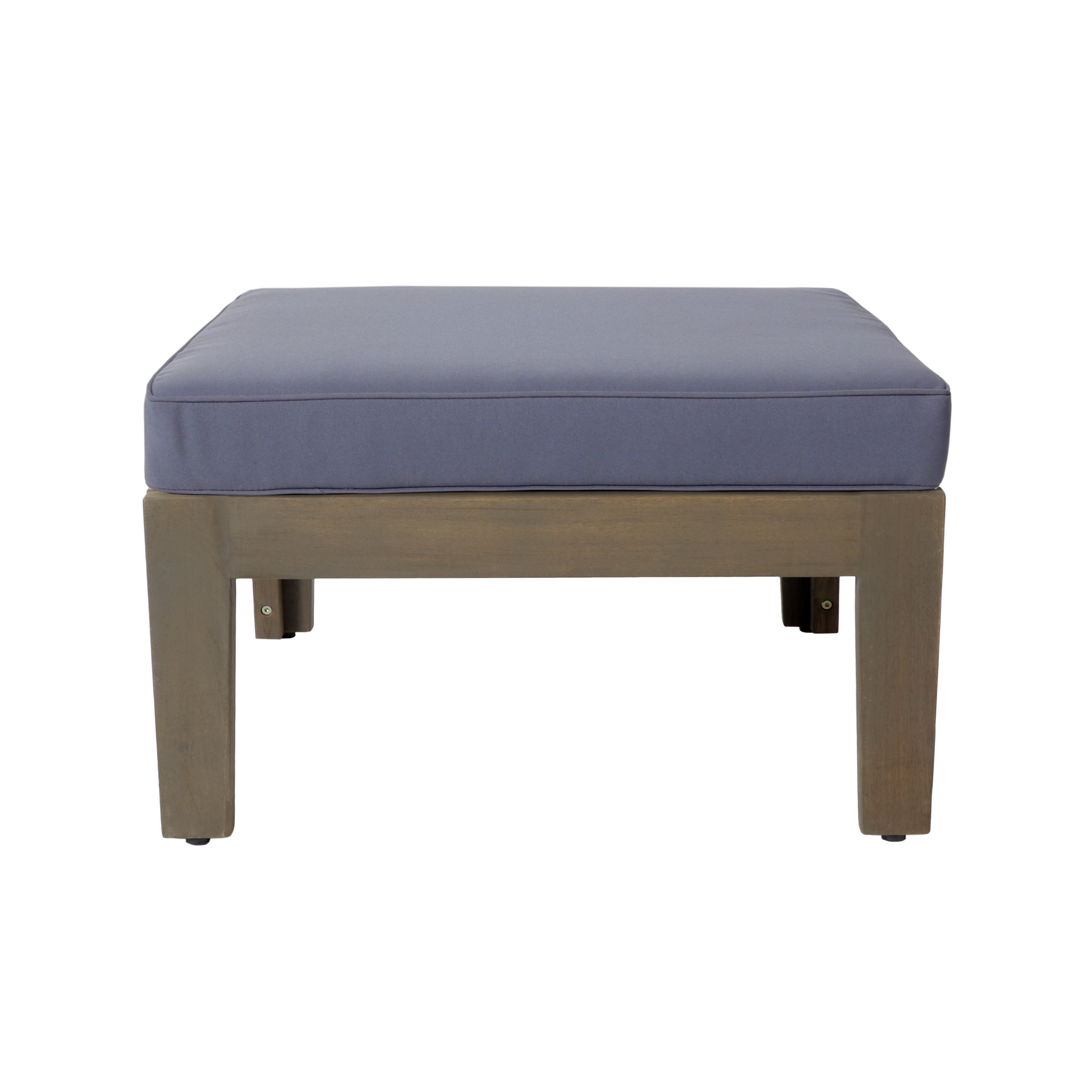 L-Shape Outdoor Sectional Set – Grenada 5-Piece Acacia Wood Modular Patio Sofa with Ottoman & Coffee Table, Left/Right Armrest + Armless Piece, Water-Resistant Cushions, Slat Backrest, Gray Finish