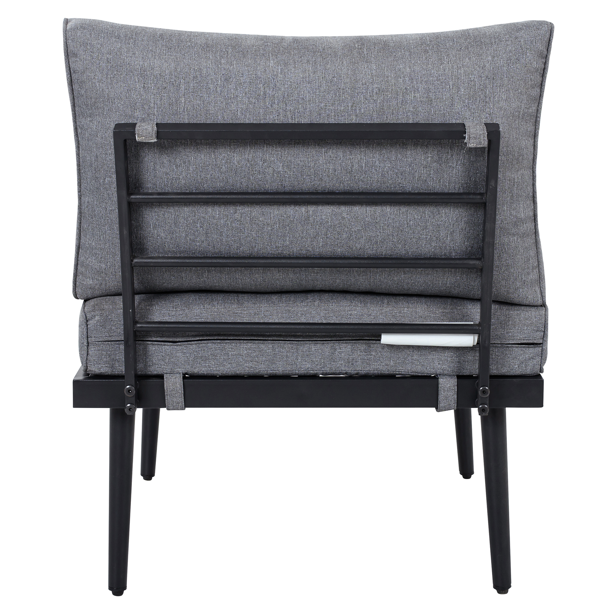 TREXM 6-Piece Outdoor Sectional Sofa Set with Round Nesting Coffee Tables and Seating Sofa with Cushions for Patio, Porch and Garden (Grey)
