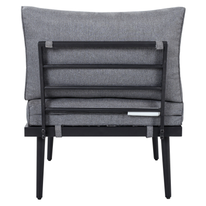 TREXM 6-Piece Outdoor Sectional Sofa Set with Round Nesting Coffee Tables and Seating Sofa with Cushions for Patio, Porch and Garden (Grey)