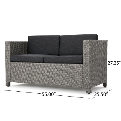 4-Piece Patio Wicker Sofa Set – Loveseat + 2 Club Chairs + Table – All-Weather, Water-Resistant Outdoor Furniture