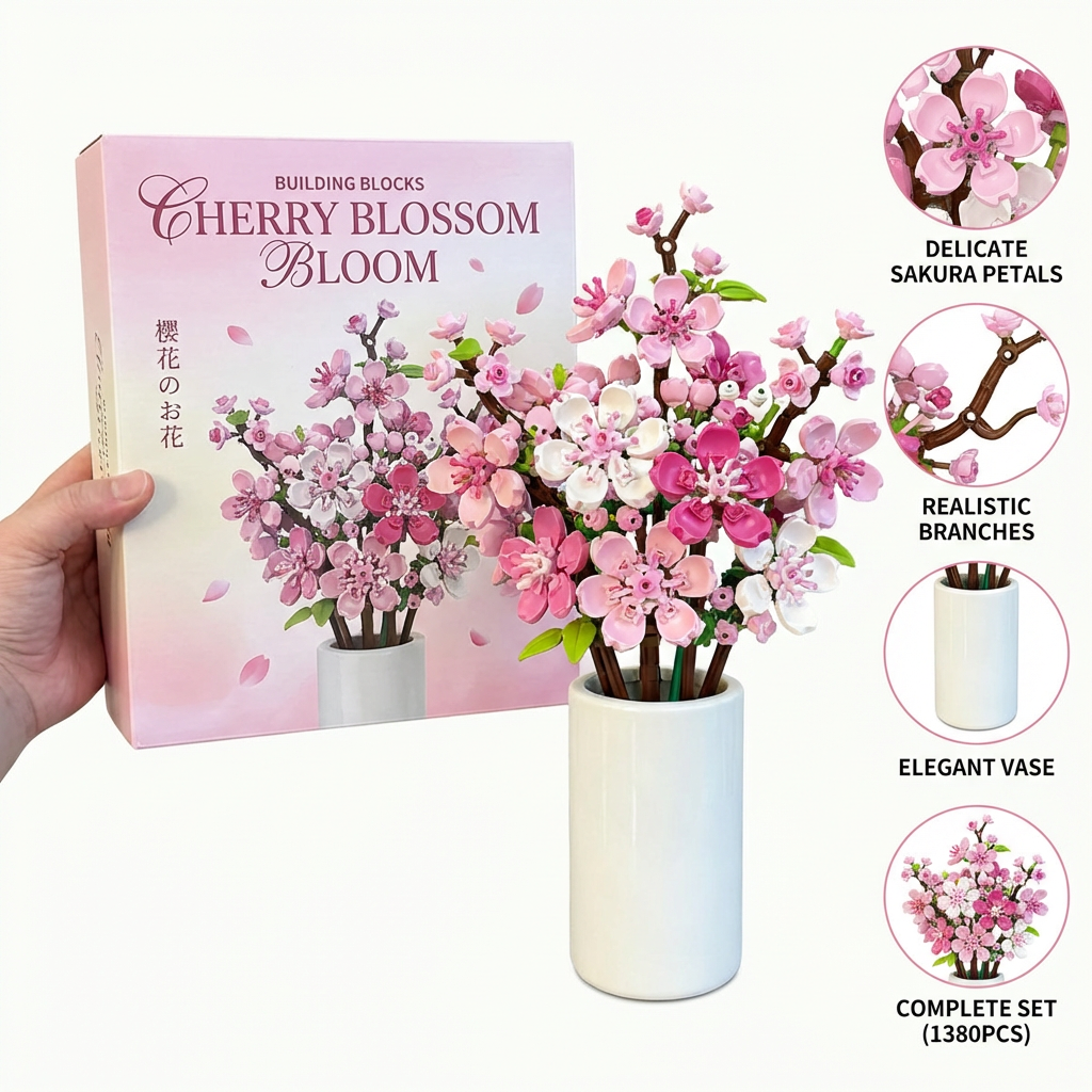 Simulation bouquet building block flower romantic pink flower decorationFlower Bouquet Bricks for Adults 704pcscs