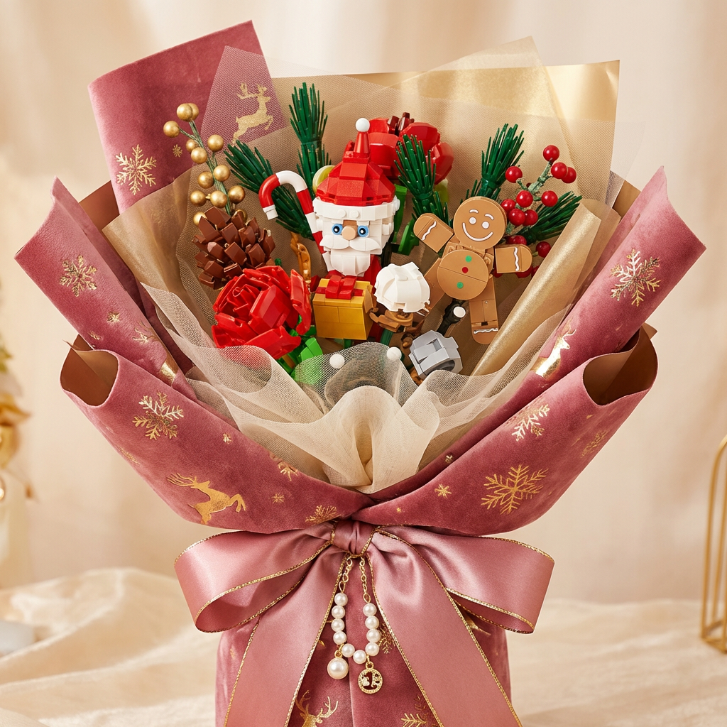 2024 Advent Calendar 24 Days Flower Bouquet Building Block Christmas Countdown Calendar,Artificial Wildflower Botanical Collection