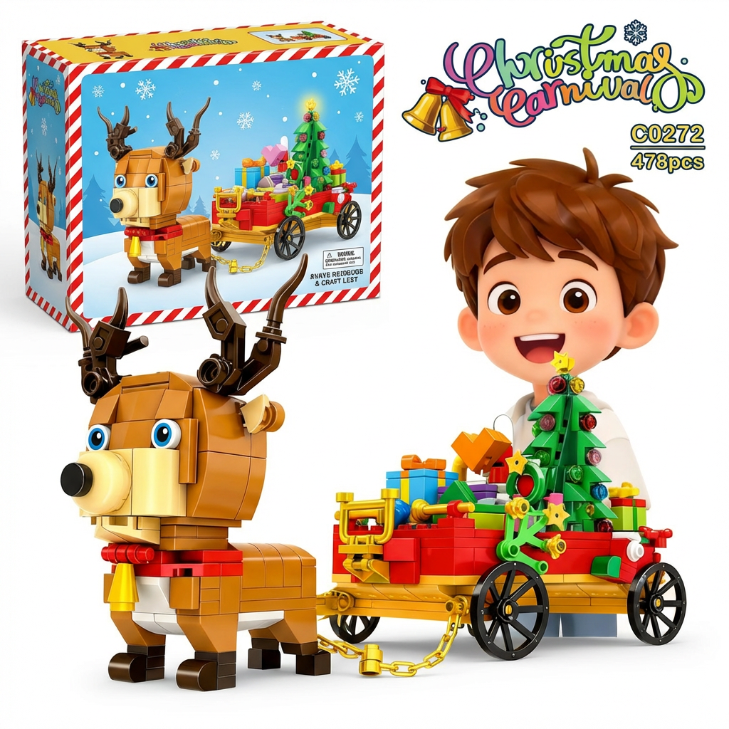 Christmas Building Sets, 478Pcs Christmas Reindeer, Tree, Gift Car Blocks Bricks Set for 6+ Kids Boys Girls Birthday Xmas Gifts