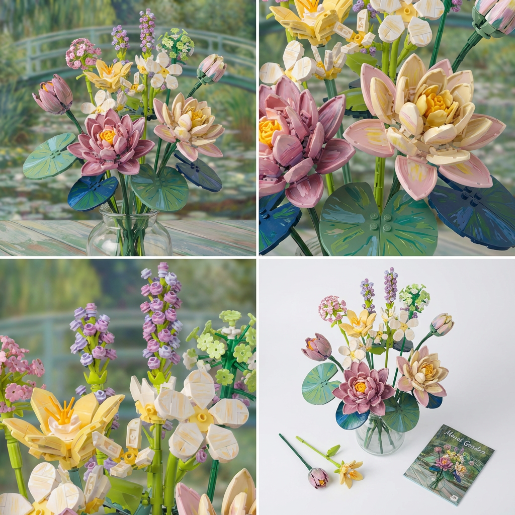 Flower Bouquet Building Blocks Set, Botanical Collection for Home Decor Accessories, DIY Unique Gift for Girls and Kids Aged 8+ (891 PCS)