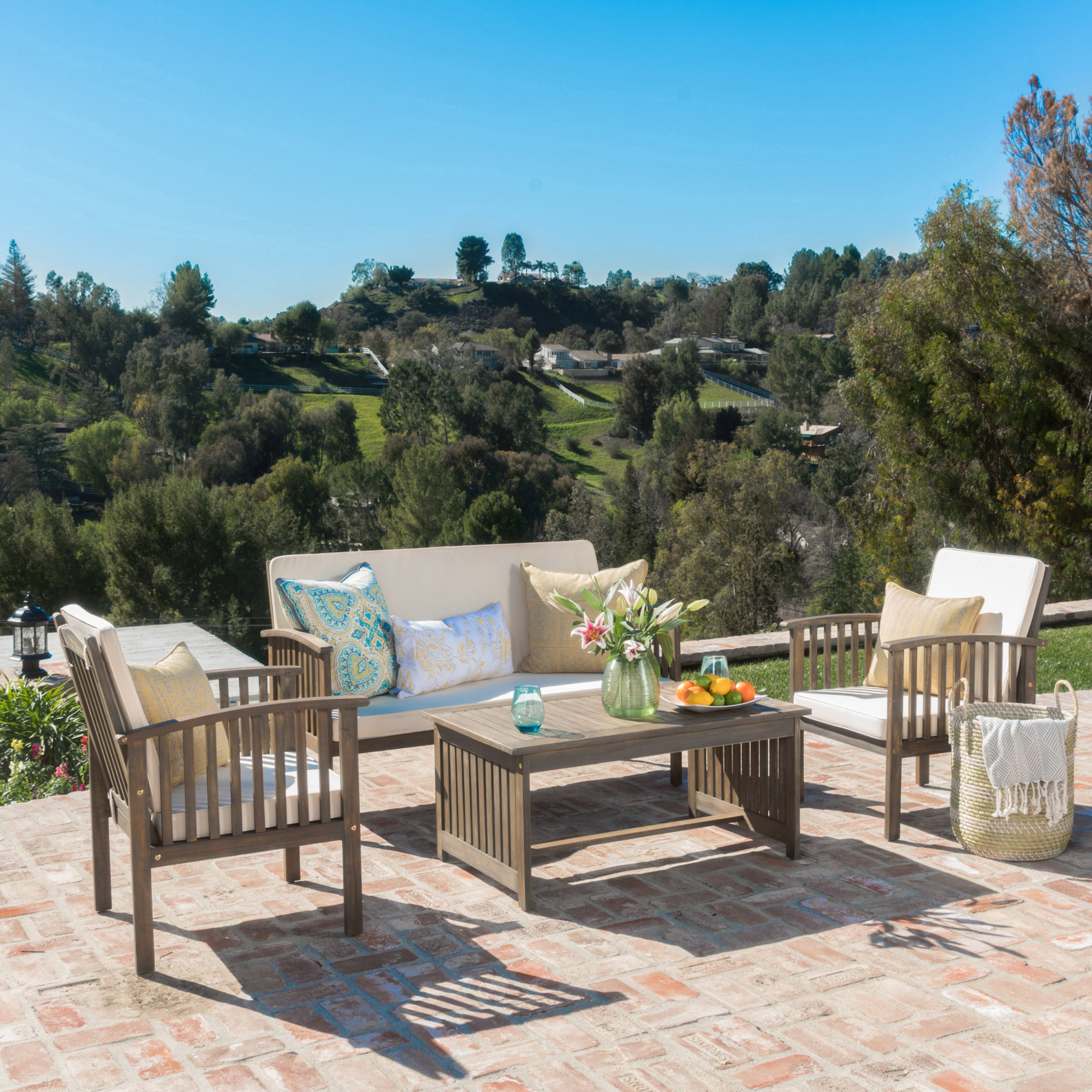 4PC Chat Sets Ourdoor Patio Furniture Sets Outdoor Sofa