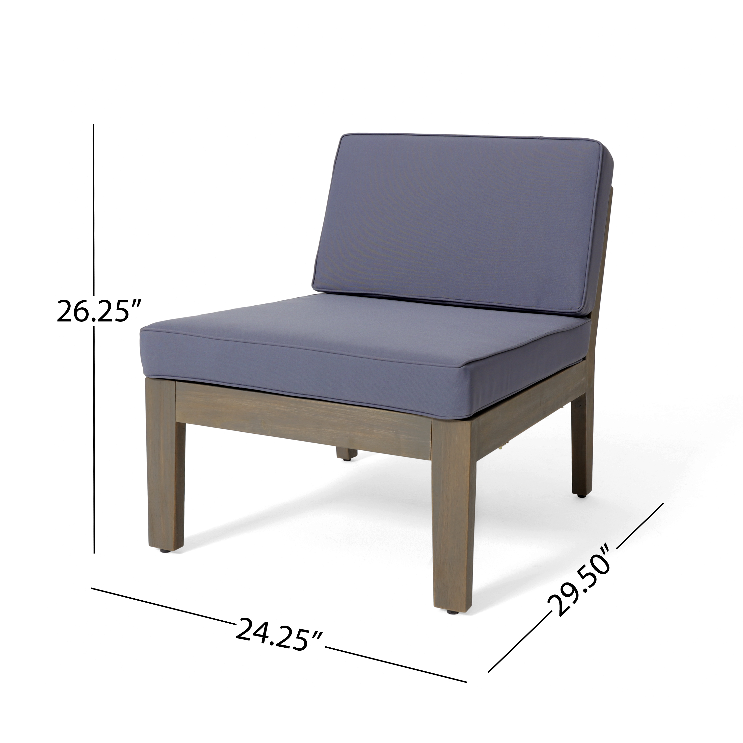 L-Shape Outdoor Sectional Set – Grenada 5-Piece Acacia Wood Modular Patio Sofa with Ottoman & Coffee Table, Left/Right Armrest + Armless Piece, Water-Resistant Cushions, Slat Backrest, Gray Finish