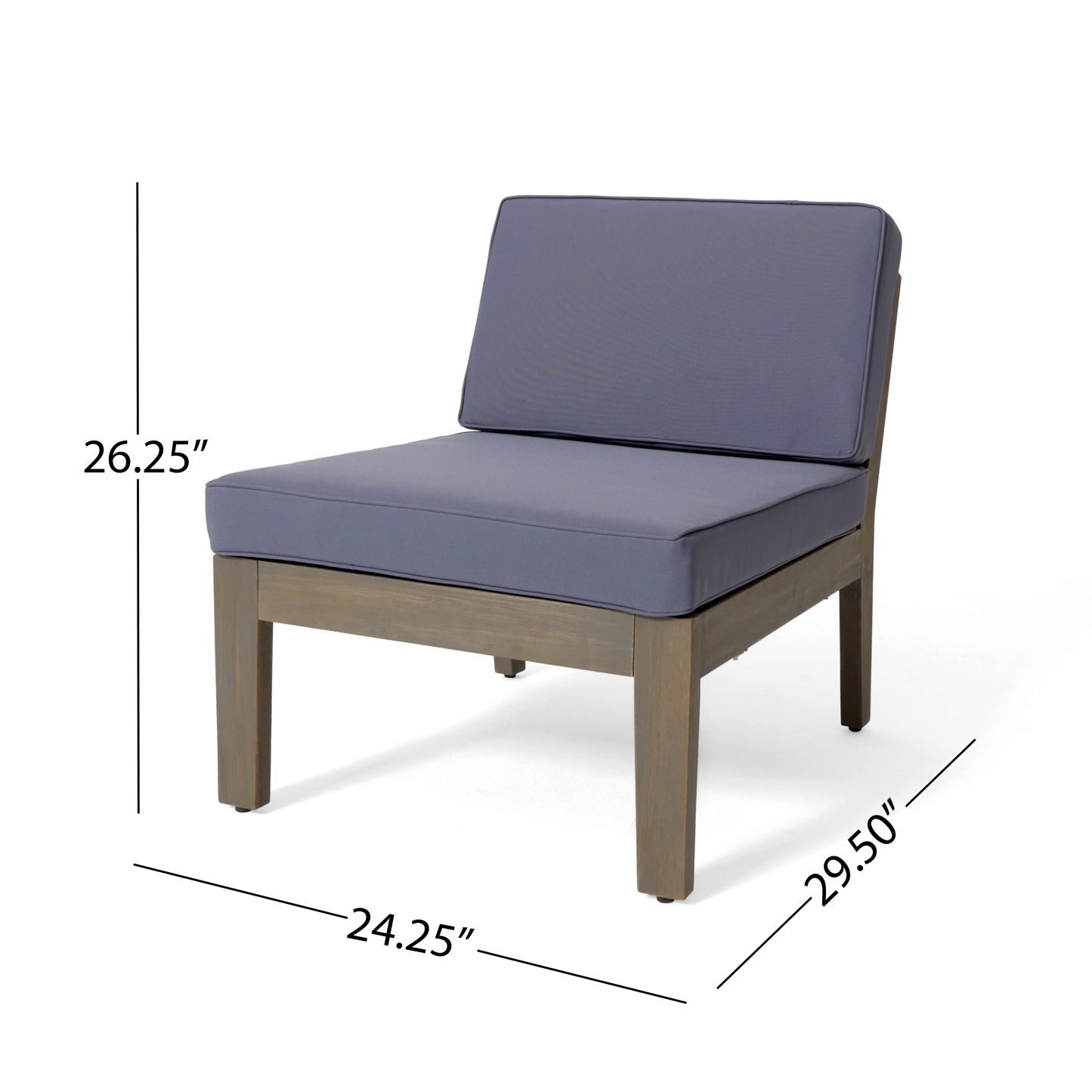 L-Shape Outdoor Sectional Set – Grenada 5-Piece Acacia Wood Modular Patio Sofa with Ottoman & Coffee Table, Left/Right Armrest + Armless Piece, Water-Resistant Cushions, Slat Backrest, Gray Finish