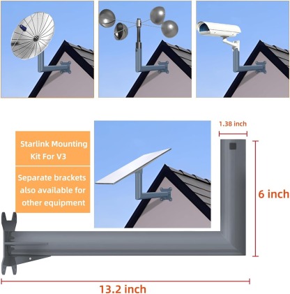 Starlink V3 Complete Mounting System | Multi-Scene Bracket for Roof, Wall, and Pole Mounting for Starlink Gen 3 Satellite