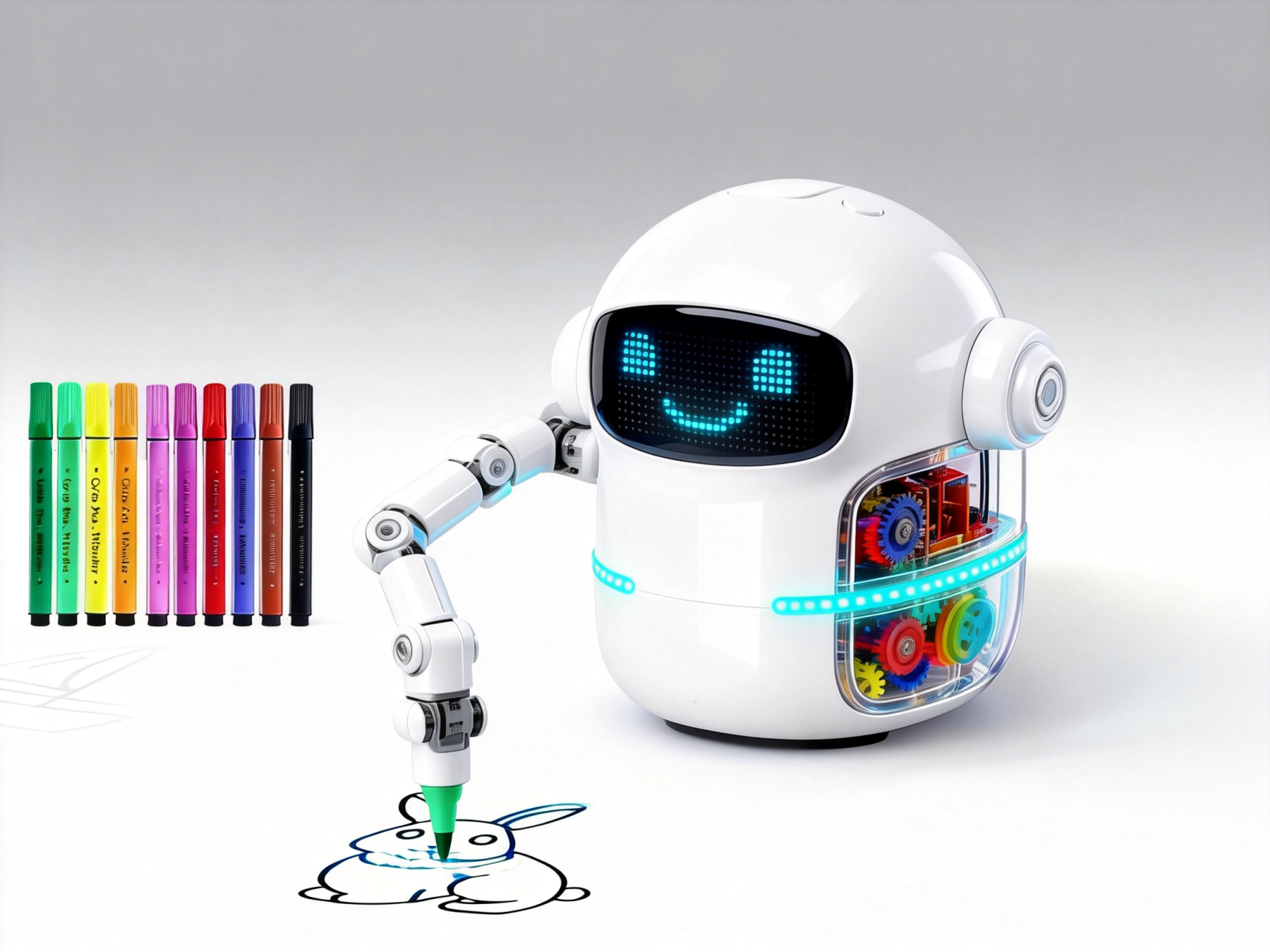 Drawing Robot for Boys Girls Montessori Painting Toys for 3 4 5 6 7 8 Year Old, Voice Interactive Educational Drawing Machine with 100 Cards, Blue