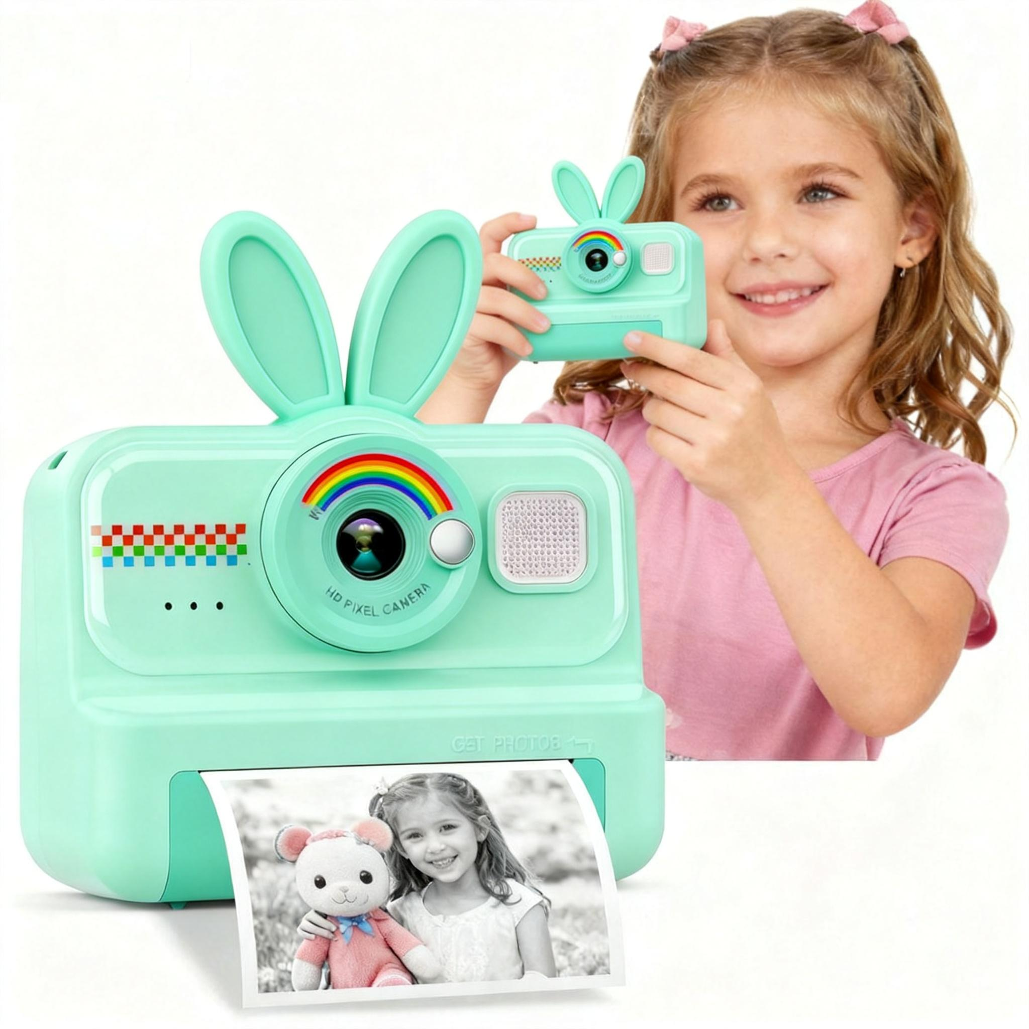 Kids Instant Print Camera, 1080P HD Kids Camera Instant Print with 3 Rolls Print Paper and 32GB Card for Boys and Girls Age 3 to 14, Pink