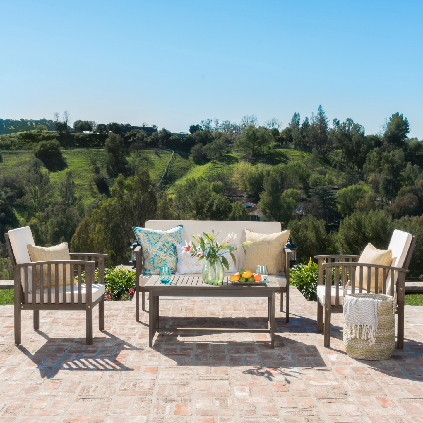 4PC Chat Sets Ourdoor Patio Furniture Sets Outdoor Sofa