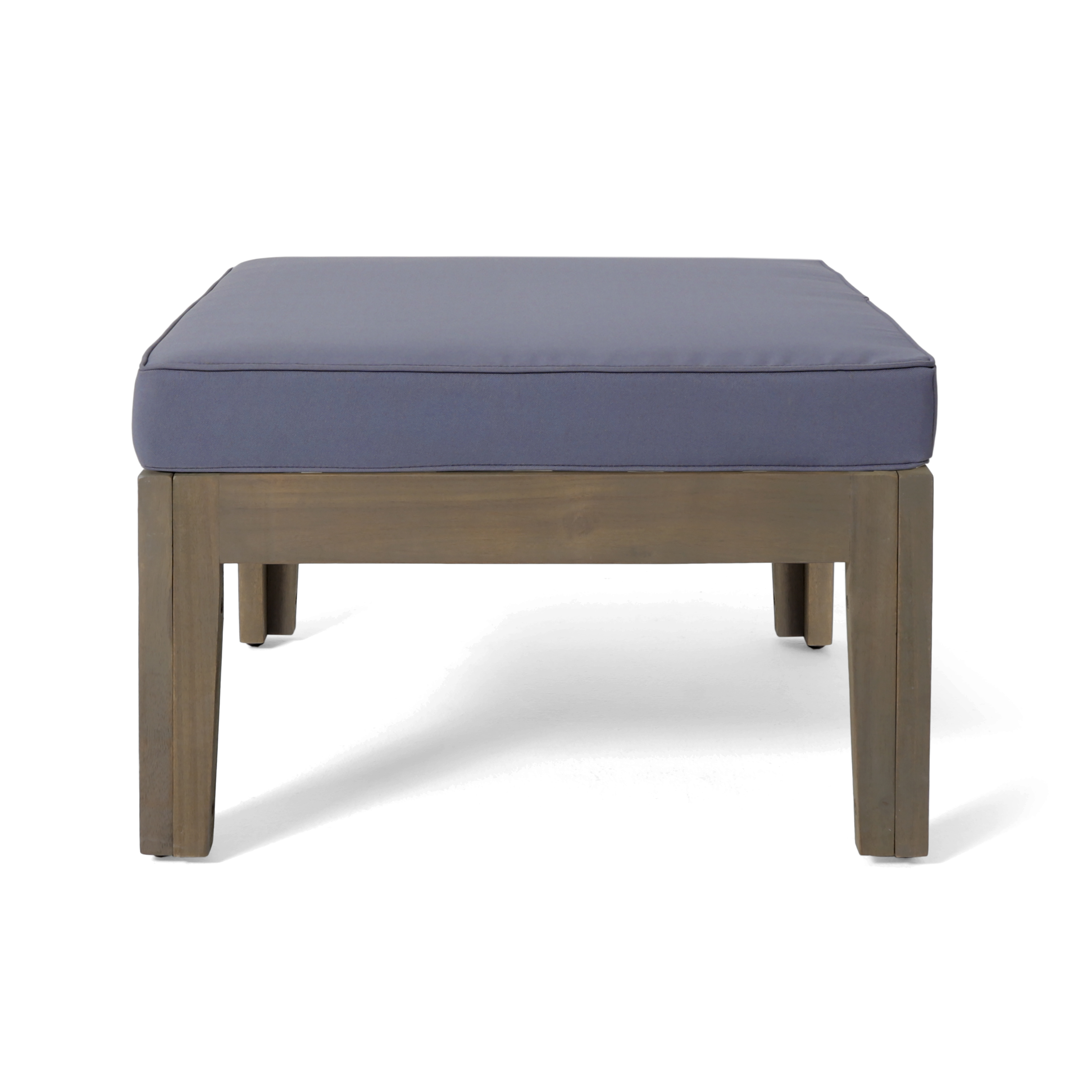 L-Shape Outdoor Sectional Set – Grenada 5-Piece Acacia Wood Modular Patio Sofa with Ottoman & Coffee Table, Left/Right Armrest + Armless Piece, Water-Resistant Cushions, Slat Backrest, Gray Finish