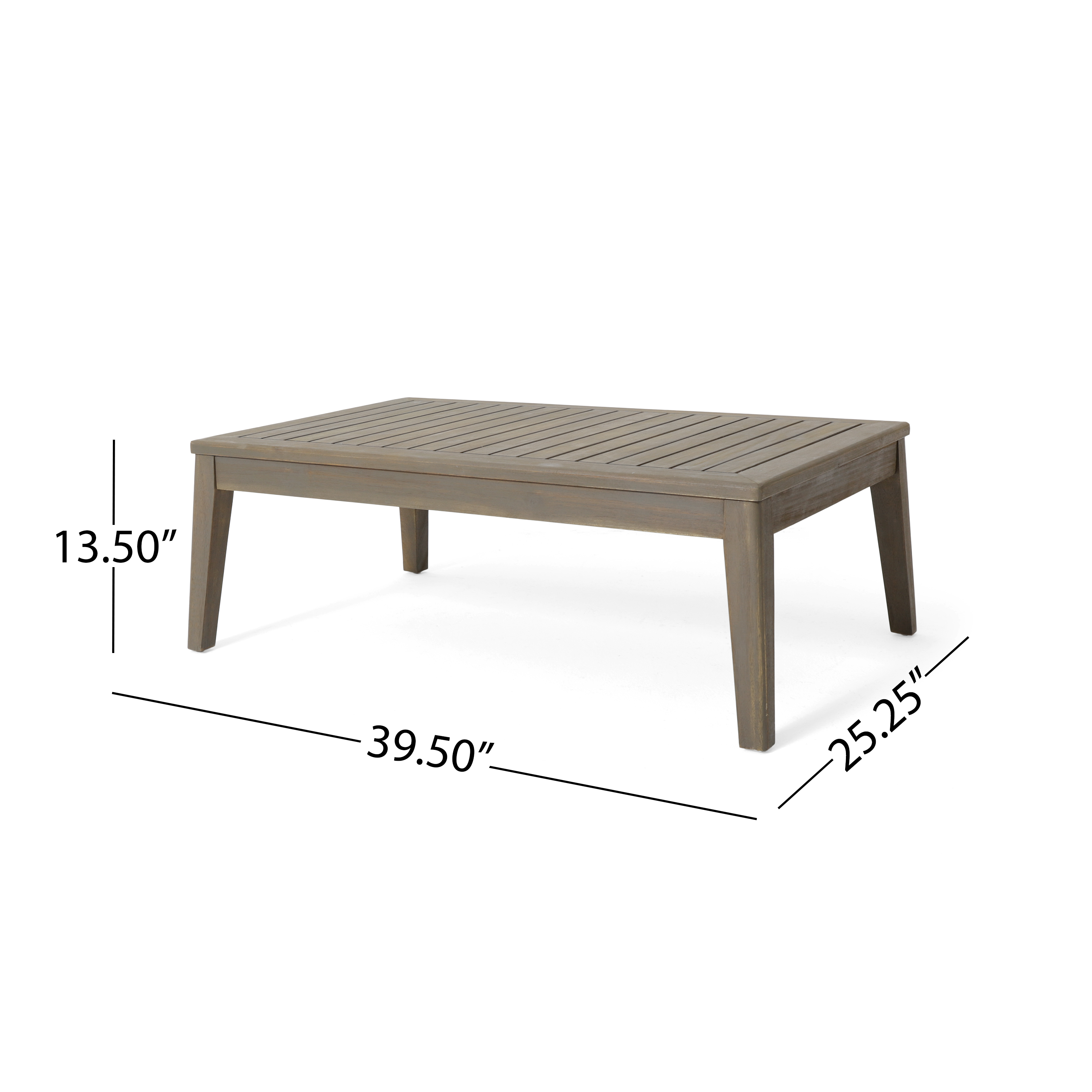 L-Shape Outdoor Sectional Set – Grenada 5-Piece Acacia Wood Modular Patio Sofa with Ottoman & Coffee Table, Left/Right Armrest + Armless Piece, Water-Resistant Cushions, Slat Backrest, Gray Finish