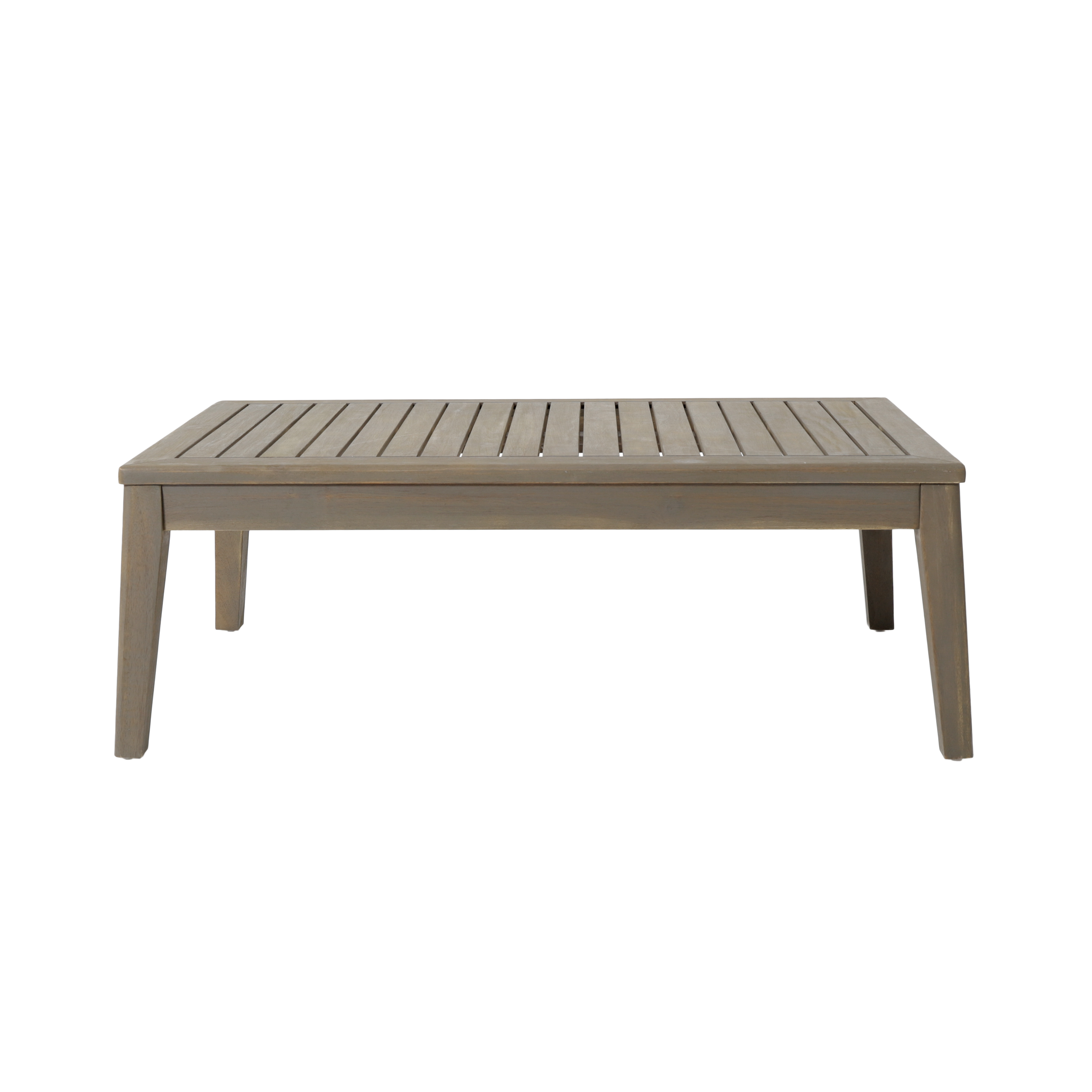L-Shape Outdoor Sectional Set – Grenada 5-Piece Acacia Wood Modular Patio Sofa with Ottoman & Coffee Table, Left/Right Armrest + Armless Piece, Water-Resistant Cushions, Slat Backrest, Gray Finish