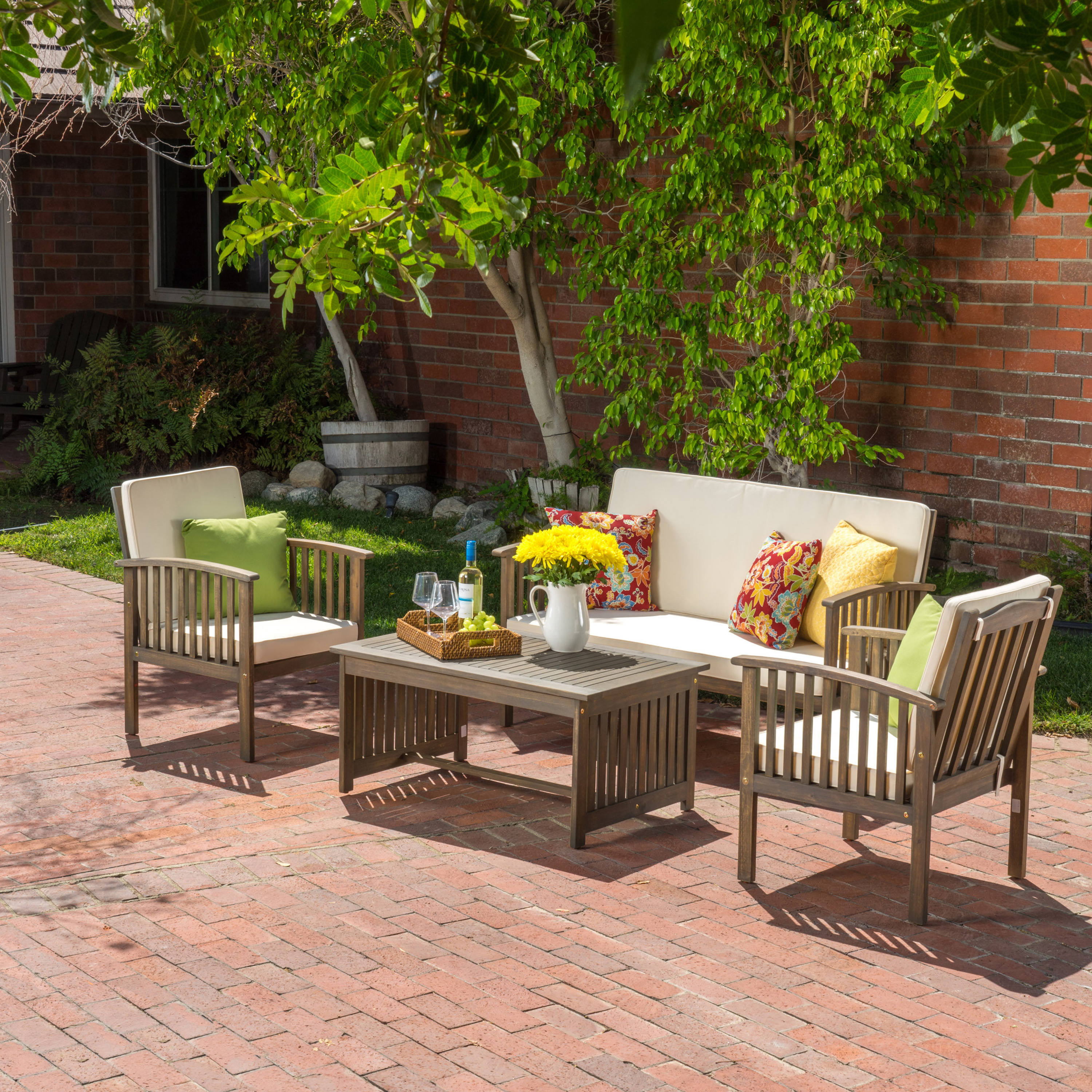 4PC Chat Sets Ourdoor Patio Furniture Sets Outdoor Sofa