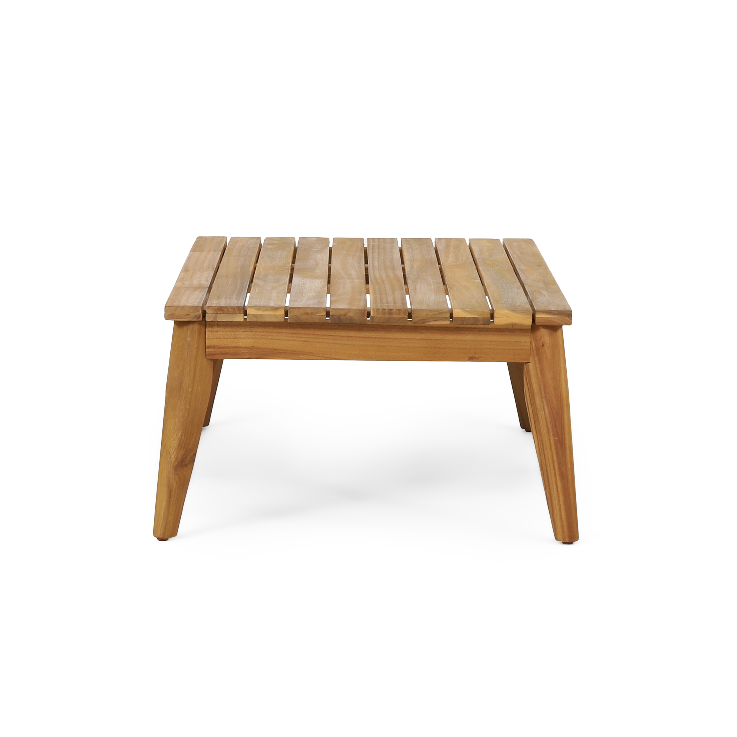 Outdoor 4-Piece Acacia Wood Chat Set with Rope, 1 loveseat and 2 club chairs Acacia Wood Conversation Sofa and 1 Table Set with Water Resistant Cushions, Teak Finished for Outdoor