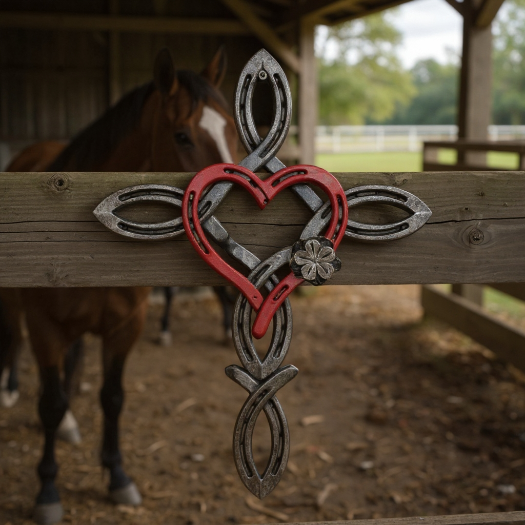 ❤️Natural Horseshoe Cross With Heart