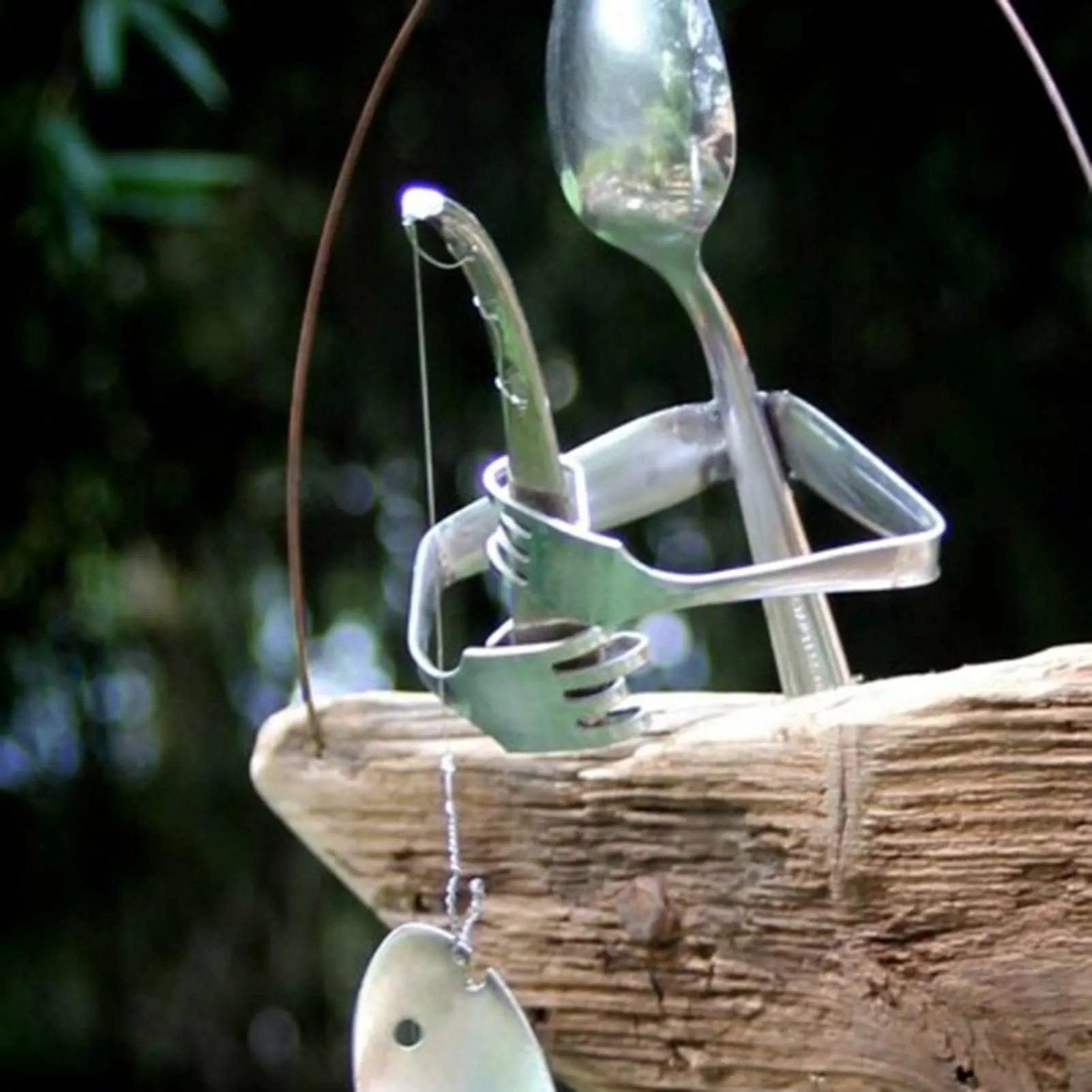🔥HOT SALE NOW 49% OFF 🎁  - ❤️Handmade Fishing Man Spoon Fish Sculpture Wind Chime