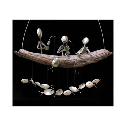 🔥HOT SALE NOW 49% OFF 🎁  - ❤️Handmade Fishing Man Spoon Fish Sculpture Wind Chime