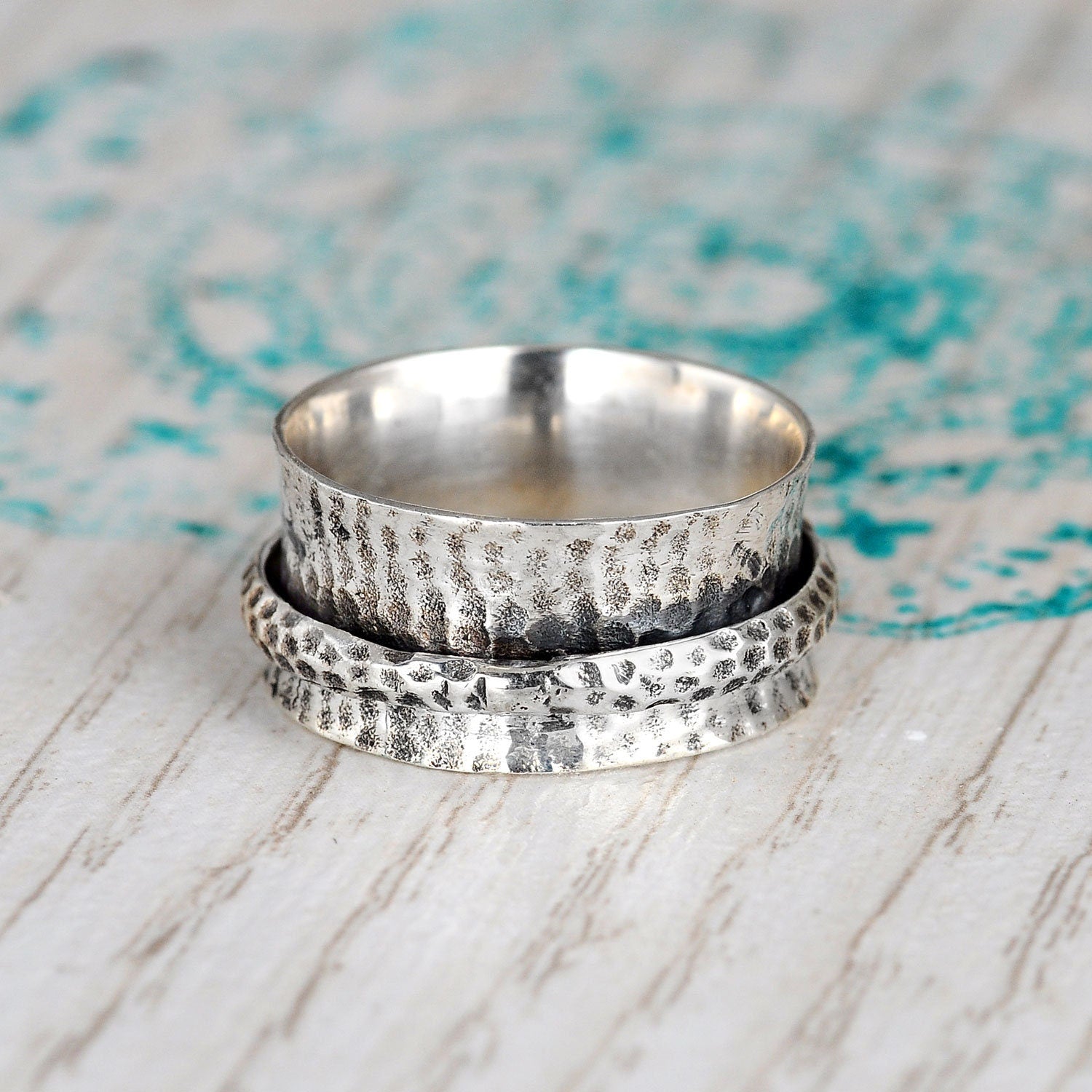 S925 MultiTurquoise Large Circle Ring